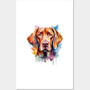 Colorful Viszla Watercolor Art Posters and Art